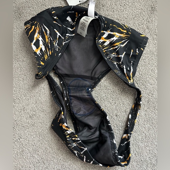 Andie Swim The Tropez Bottom in Black Orange Firework Size XL Sustainable Swim - Picture 6 of 8